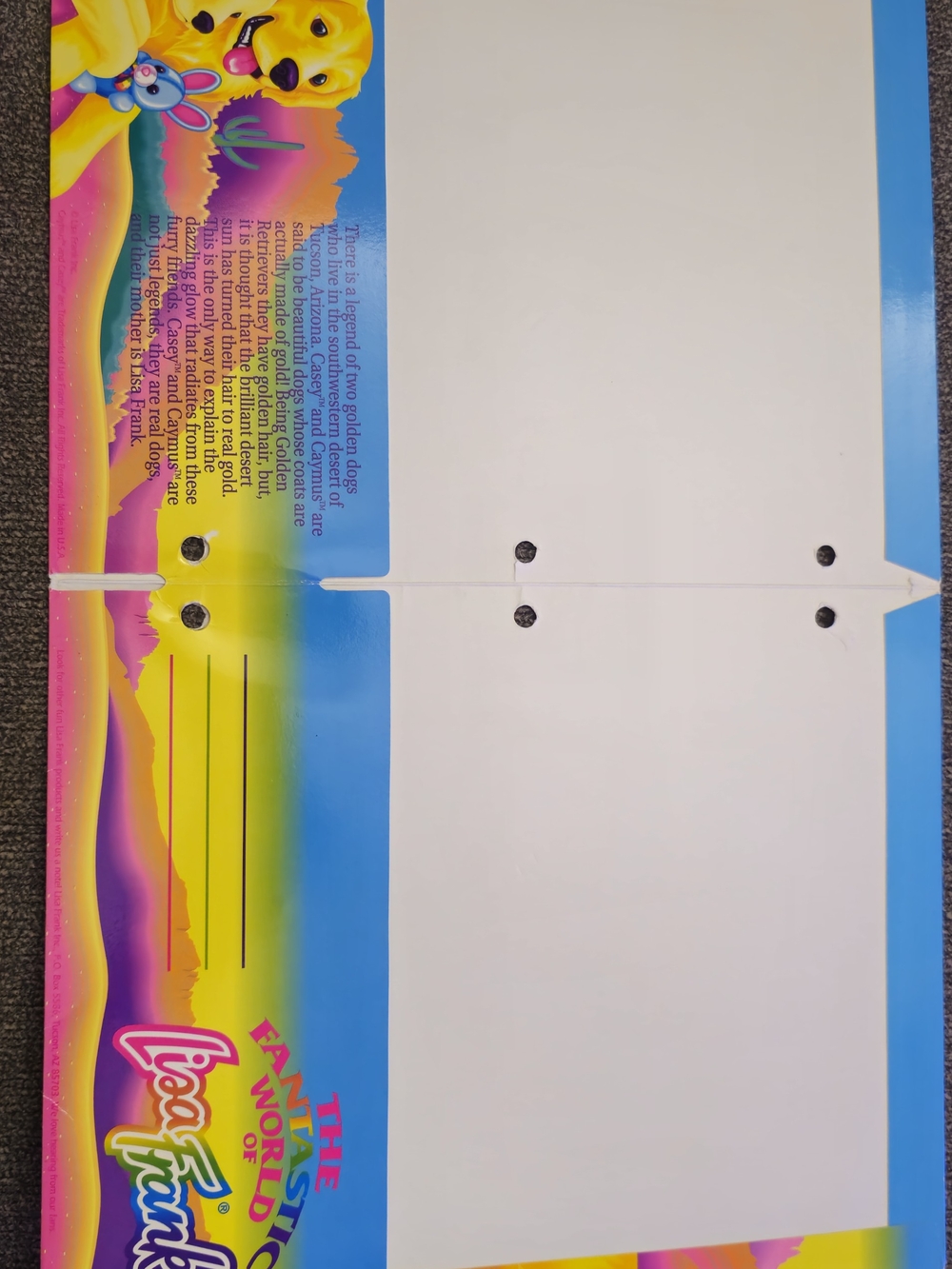 Lisa Frank Yellow Puppy Artwork with Blue Bunny - Picture 2 of 2